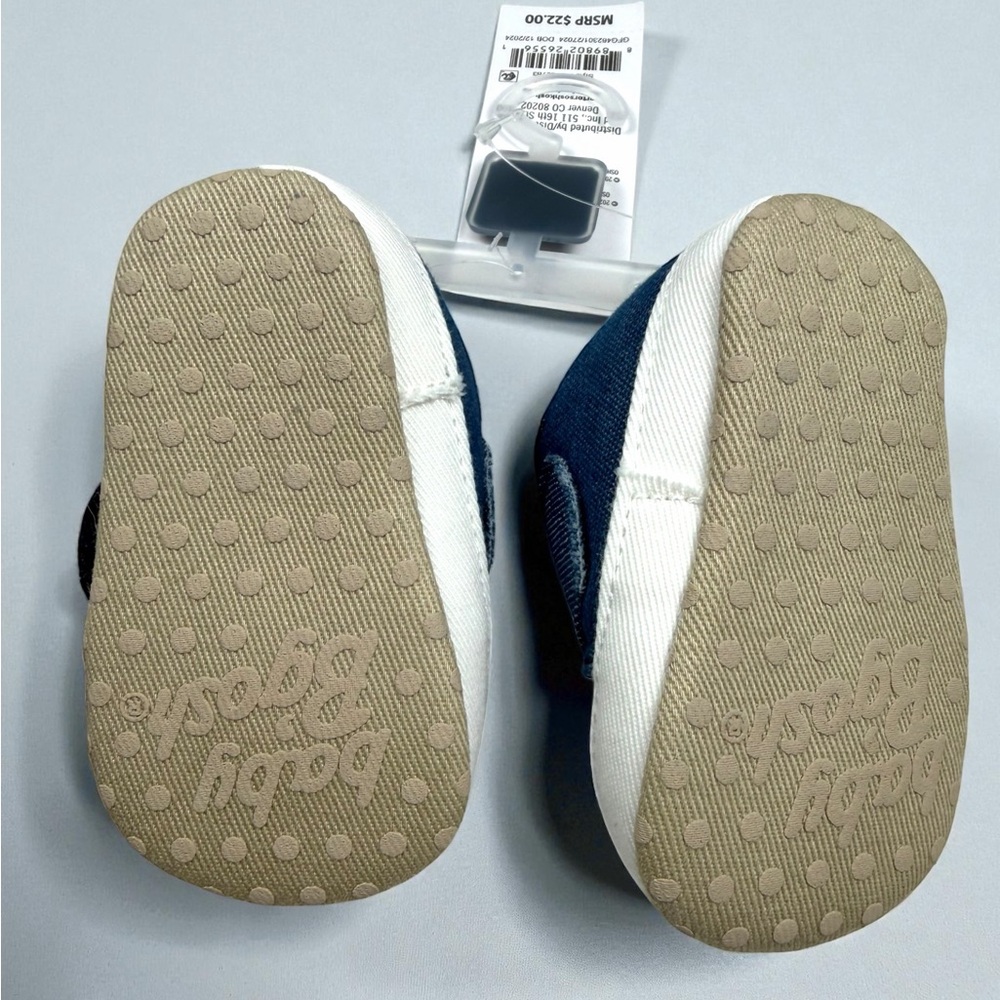 Baby B’gosh Newborn Denim Soft Sole Shoes Velcro Strap – Size NB NEW WITH TAGS! - Picture 8 of 12